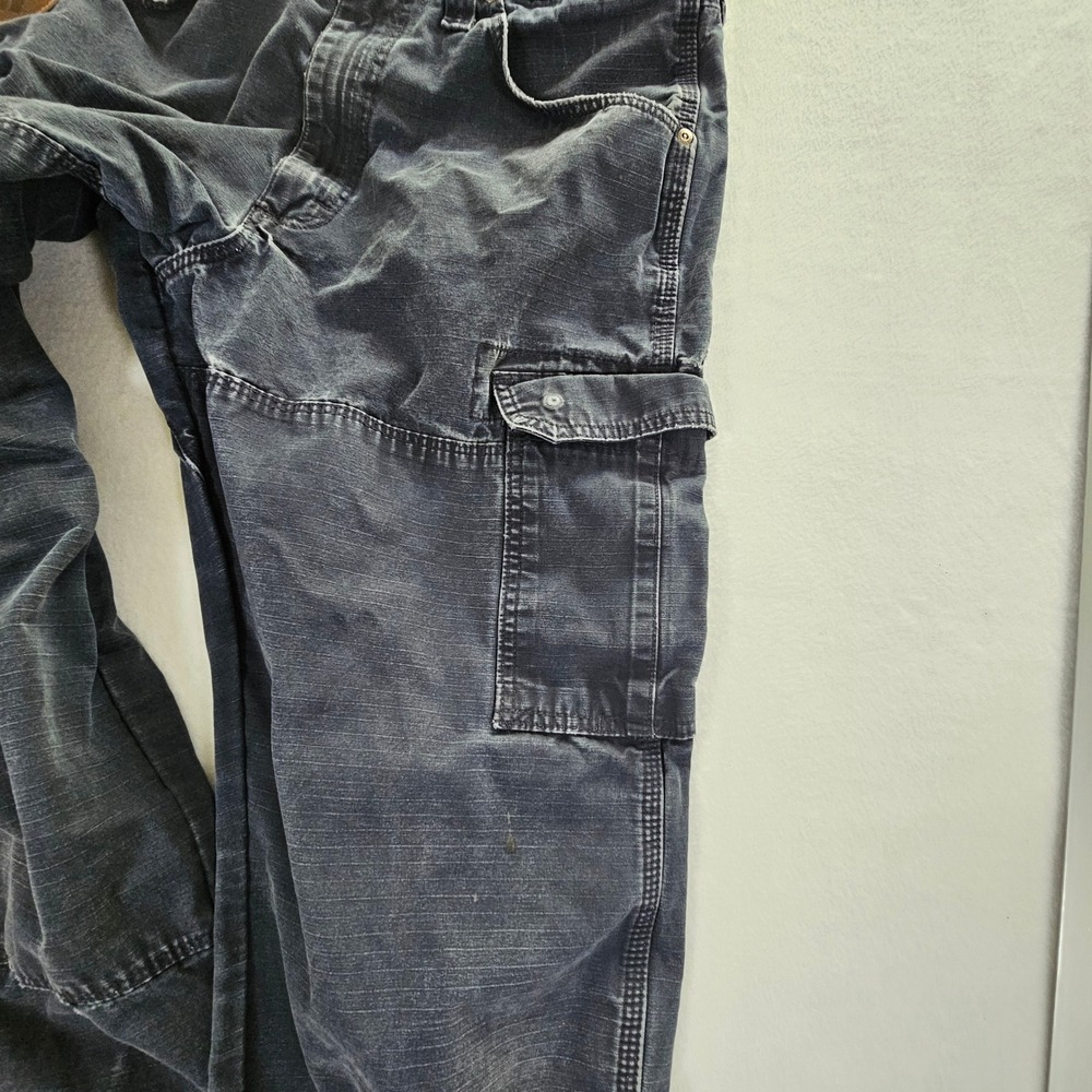 Wrangler RIGGS Workwear Mens Cargo Pants  Blue Cotton Ripstop double knee 35x34 - Picture 11 of 13